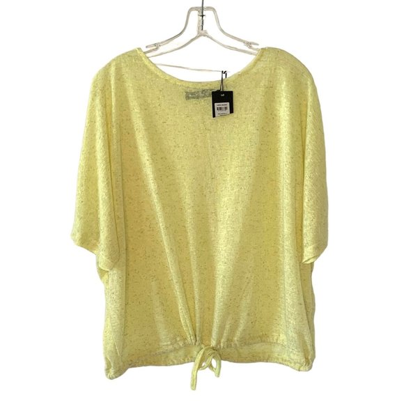 Vero Moda Sweaters - VERO MODA Butter Yellow Short Sleeve Sheer Knit Tie-Hem Sweater NWT Size Small